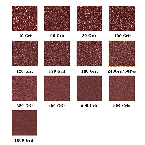 SPEEDWOX 50Pcs 240 Grit Triangle Sanding Pads, 90mm 6 Holes for Multi Tool - style: 240 Grit