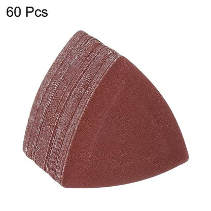 HARFINGTON 60pcs Triangular Hook & Loop Sandpapers 150 Grits 3-1/8" Aluminum Oxide Sanding Pads Random Orbital Mouse Detail Sander Papers Oscillating Multi Tool Sheets - size: 150 Grits