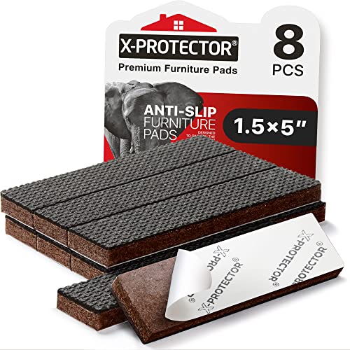 X-PROTECTOR Non-Slip Furniture Pads 8 PC 1.5”x 5” Rubber Furniture Grippers - size: 1.5 x 5 inch 8 Rectangular