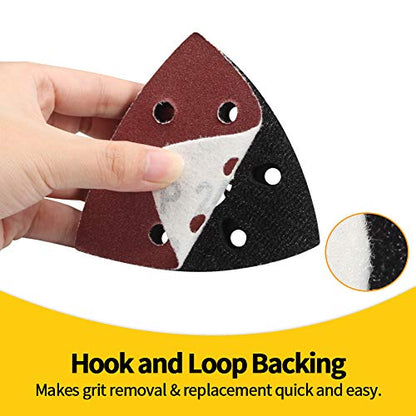 SPEEDWOX 50Pcs 240 Grit Triangle Sanding Pads, 90mm 6 Holes for Multi Tool - style: 240 Grit