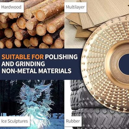 Upgraded 3PCS Angle Grinder Wood Carving Disc Set Heavy-Duty Tungsten Carbide Grinding Wheel & Shaping Disc Flat Curve Inclined Woodworking Tool for Wood Cutting Sanding Polishing Attachment (1 Set)