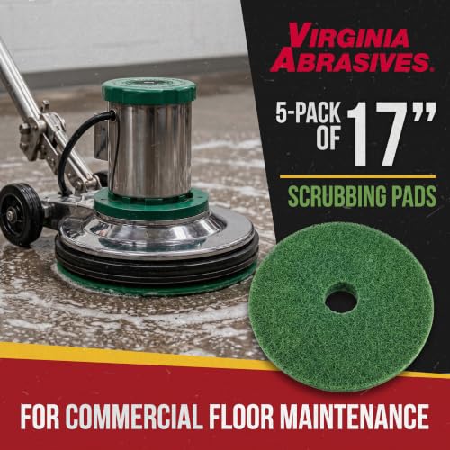 Green Floor Maintenance Pads, Deep Cleaning & Light Stripping, 17" - 5 Pack - size: 17 inches