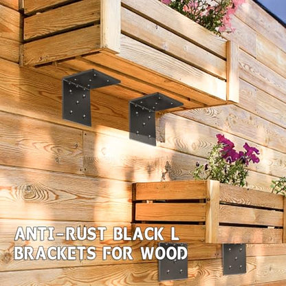 4 PCS Heavy Duty Steel Corner Brackets, 6"x6"x5" 90 Degree L Right Angle Bracket, DIY L Shelf Brackets, Metal Joint Timber Connector Support for Wood Shelves, Furniture - size: 6x6x5in