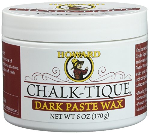 Howard Products Chalk-Tique Dark Paste Wax for Wood - Dark Chalk Paint Polish, Beeswax Wood Polish - Enhance and Distress Home Décor - 6 oz