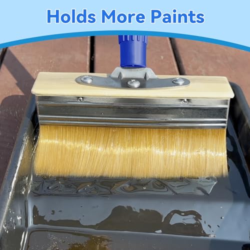 PIMEKOY 7" Deck Stain Brush with 60" Long Handle for Woodstains, Decking