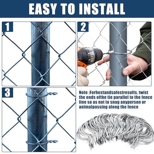 Hicarer 200 Pcs 1-5/8''OD Twist Fence Ties 9 Gauge Galvanized Steel, Silver - color: Silver, size: 1-5/8'' OD