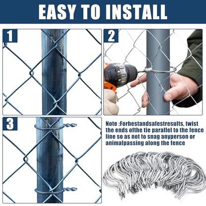 Hicarer 200 Pcs 1-5/8''OD Twist Fence Ties 9 Gauge Galvanized Steel, Silver - color: Silver, size: 1-5/8'' OD