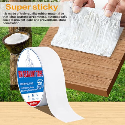 Rv Roof Tape White 2 Inch X 50 Feet, Waterproof Repair Sealant Tape UV-Resistant & Weatherproof Rv Awning Repair Tape for Window, Vent, Boat Sealing, Truck Camper Roof Patch kit Metal Roof Sealant - style: 2in*50ft