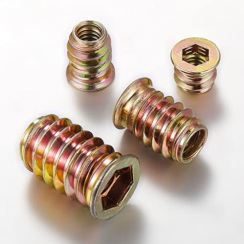 Wensilon 5/16”-20 100Pcs Threaded Insert for Wood Hex Drive Wood Inserts Furniture Nuts - size: 5/16”-20