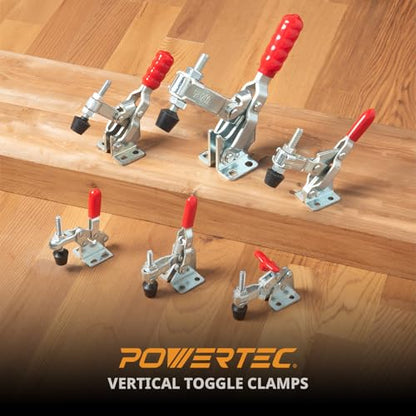 POWERTEC 16PK Toggle Clamp, 200 lbs Capacity, 12050 Quick Release Vertical Clamps w/Antislip Rubber Pressure Tip for Woodworking Jigs and Fixtures, Welding, Drill Press, Crosscut Sled (20328-P4) - style: 12050, 16PK