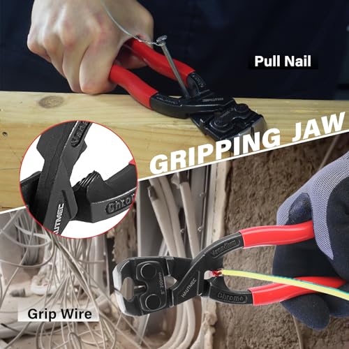 HAUTMEC 8 Inch Nail Puller Pliers Tool, High Leverage End Cutting Pliers, Nail Remover Tool with Anti-Slip Grip, CRV Steel End Cutting Nippers Tool for Pulling or Cutter Nails, Small Bolts and Wires - color: 8" End Cutting Pliers
