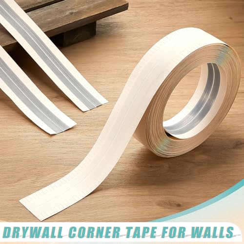 Pangda 200 Feet by 2 Inch Reinforced Corner Drywall Tape Inside Metal Outside Corner Drywall Tape with Metal No Adhesive Side for Wall Crack Repair Tool - size: 200 Feet by 2 Inch