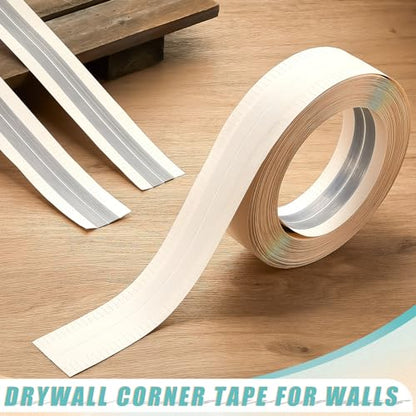 Pangda 200 Feet by 2 Inch Reinforced Corner Drywall Tape Inside Metal Outside Corner Drywall Tape with Metal No Adhesive Side for Wall Crack Repair Tool - size: 200 Feet by 2 Inch