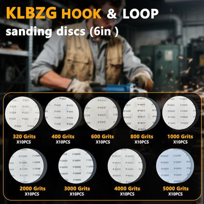 90 Pcs 6 Inch Sanding Discs Wet Dry Sandpaper Hook and Loop,320 400 600 800 1000 1500 2000 3000 5000 Grit Assortment Silicon Carbide Orbital Sander Sandpaper for Automotive Wood Metal Glass Polishing - size: Grit 320 400 600 800 1000 1500 2000 3000 5000