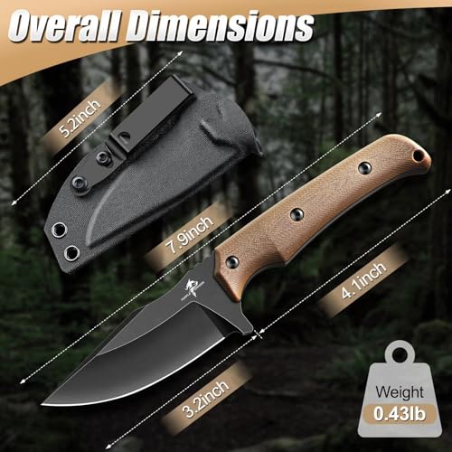 Purple Dragon Fixed Blade Knife - Full Tang Hunting Knife Brown - size: 3.1 inch