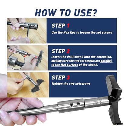10" Ship Auger Extension Forstner Drill Bit Extension Accepts 1/2" Shank - size: 10 inch Extra Long for 1/2 inch Shank
