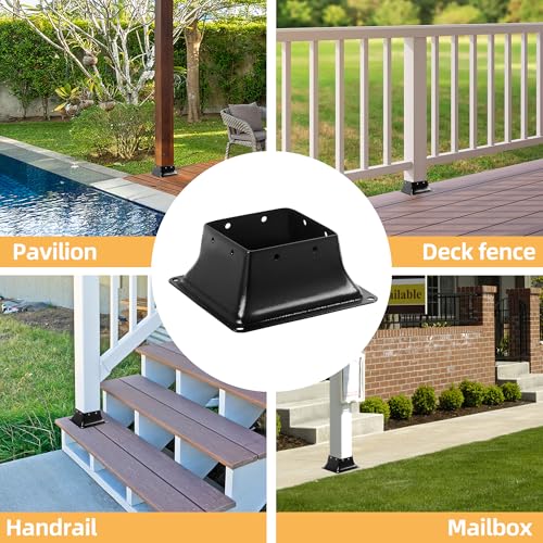4x4 Post Base 10 Pcs, Inner Size 3.7"x3.7", Heavy Duty Powder-Coated, for Deck Railing Support Deck Base - size: 4x4 10pack