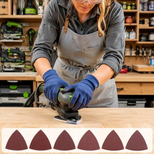 20Pcs Triangle Sandpaper 3-1/8" 100Grit Red - size: 3 1/8inch, 100 Grit