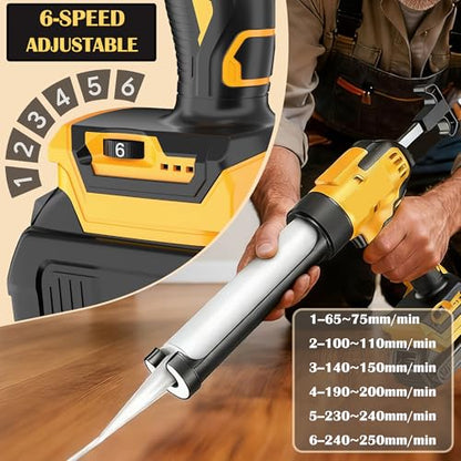 Cordless Caulk Gun Compatible with Dewalt 20V Battery (No Battery) 10 Oz Electric Caulking Gun,6 Adjustable Speeds, Anti-Drip,450LM LED Light for Sealing Tiles,Floors,Sinks,Sealing