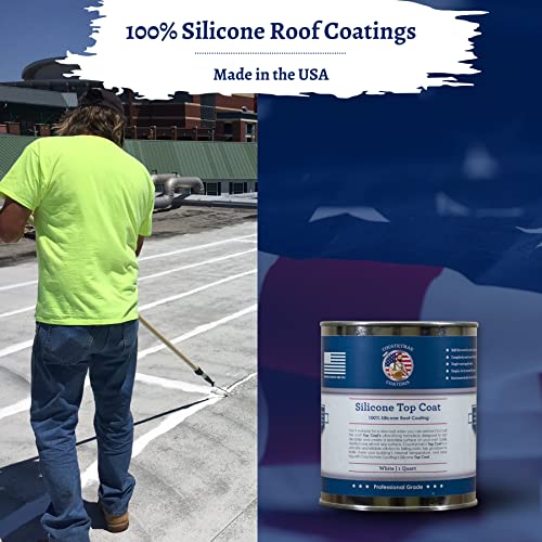 100% Silicone Roof Coating for RV & Flat Roofs, White, Quart - color: White, size: 1 Quart