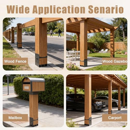 4x4 Concrete Post Anchors 4-Pack, Heavy-Duty Carbon Steel Post Brackets