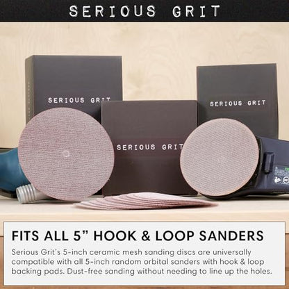 Serious Grit - 5-Inch P120 Grit Ceramic Mesh Sanding Discs - 50 Pack - style: 120 Grit