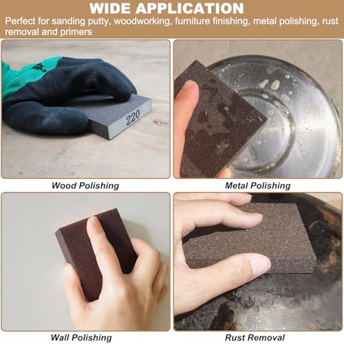 Tonmp 6 Pack 400 Grit Fine Sanding Sponge, Washable and Reusable Sanding Blocks Great for Pot Pan Brush Sponge Brush Glasses Sanding Wood Sanding Metal Sanding (400 Grit) - style: 400 Grit