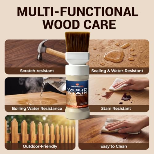 Wood Stain Sealer 135ml/5.3oz Water Based Walnut Wood Stain in One Brush - color: Teak