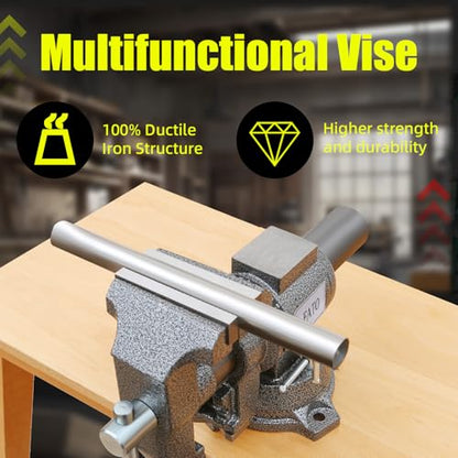 FATO 5” 360° Ductile Iron Bench Vise, 8800LB Force Black - size: MultipurposeSwivel-5"