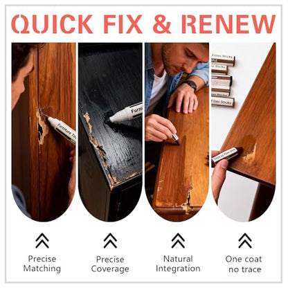 GOODTAKE Furniture Repair Kit Wood Markers Wax Sticks, for Stains, Scratches, Wood Floors, Tables, Desks, Carpenters, Bedposts, Touch Ups, and Cover Ups (Furniture Repair Kit)