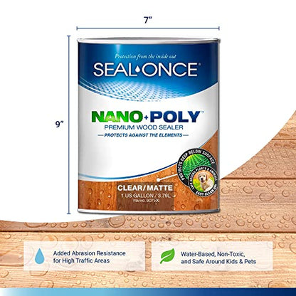 Seal-Once Nano+Poly Wood Sealer and Waterproofer, Clear, 1 Gallon - color: Clear, size: 1 Gallon