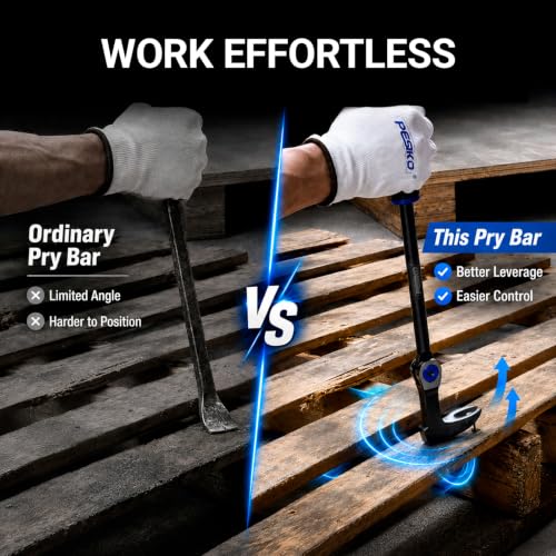 8" Nail Puller Pry Bar, Indexing Crowbar Multi-Angle Wrecking Bar - size: 8"