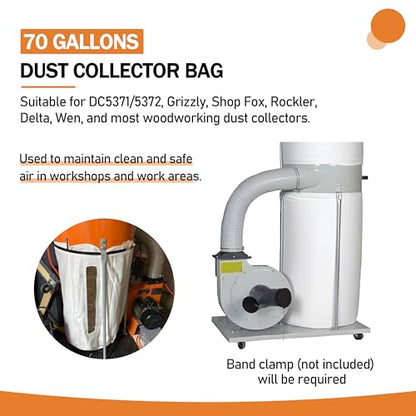 70 Gallon Dust Collector Bag For Grizzly, Harbor Freight, Wen, Delta, JET