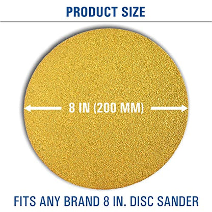 Starcke 8 inch inch Sanding Discs Hook and Loop Round Sand Paper Disc 100 Grit, 25 Pack Gold Aluminum Oxide No Hole Hook and Loop Sanding Discs, Sandpaper Auto Body for Wood, Paint, Metal & Plastics - style: 100 Grit