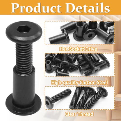 Biaungdo M6x20mm Black Hex Drive Socket Cap Bolt, 15 Sets - color: Black, size: M6x20mm