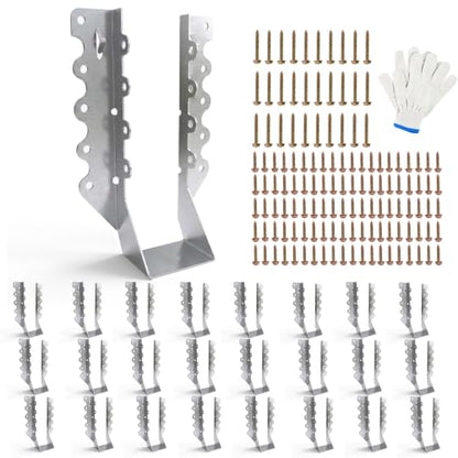 25 pcs 2x8 Joist Hangers with Screws, Galvanized Face Mount Hurricane Tie - size: Silver 2" x 8" Joist Hangers - 25 pcs