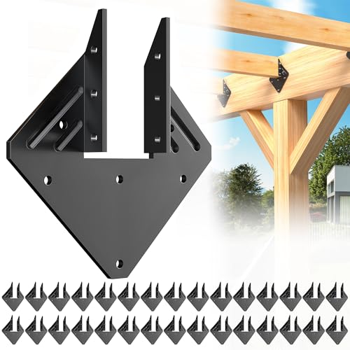 30 Pcs Black Hurricane Tie for Rafter - Heavy Duty 13 Gauge Hurricane Clips for Trusses, Roof Rafter Brackets fits 2x4,2x6 Wood, Rafter Connector, Roof Truss Clips, Hurricane Ties - style: Black Hurricane ties - 30pcs