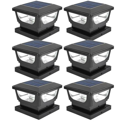 Solar Post Cap Lights for 3x3 Metal & 4x4 Vinyl/Wood Fence Posts, 6 Pack - size: 6 Pack