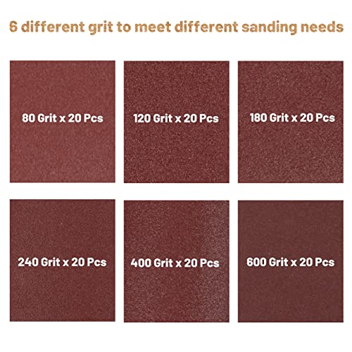 Micro Detail Sander Kit 3.5" x 1" Mini Sander for Small Projects with 120 Pcs Mini Sander Paper 80 120 180 240 400 600 Grit Detail Handle Sanding Tools for Corner Polishing Detail Sanding - style: 120Pcs+Sander