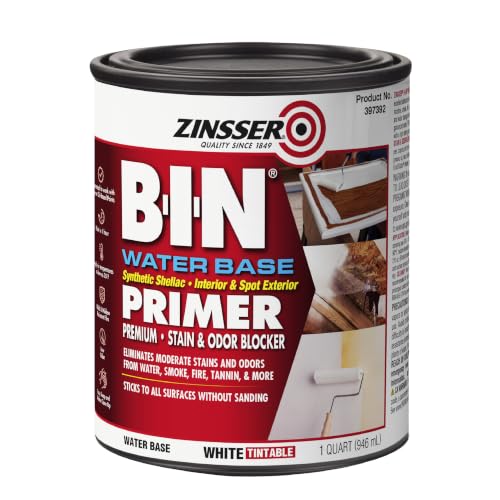 Zinsser B-I-N Water Base Stain & Odor Blocking Primer, Flat White - size: Quart (Pack of 1)