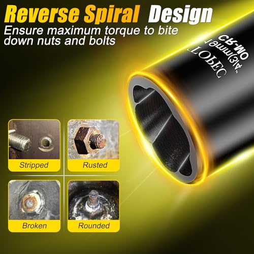 Topec 1/2" Drive Lug Nut Removal Tool, 19-Piece 10-25mm, Impact Lug Nut Extractor Socket Set with Ratchet Handle, Wheel Lock Removal Kit for Damaged, Rounded, Stripped Car Bolt Nuts - size: 19 PCS