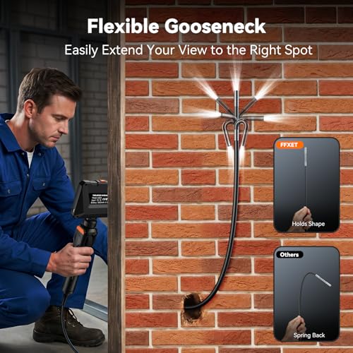 Two-Way 210° Articulating Borescope, 4.3" 1080P Endoscope Camera with Light