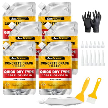 Concrete Crack Filler, Cement Crack Filler, Fast-Drying Crack Filler, Self-Leveling Caulking Sealan Effectively Repairs Cracks in Driveways, Sidewalks, Patios, and Window Sills (6 Pack - 6.6LB) - style: 6 Pack - 6.6LB