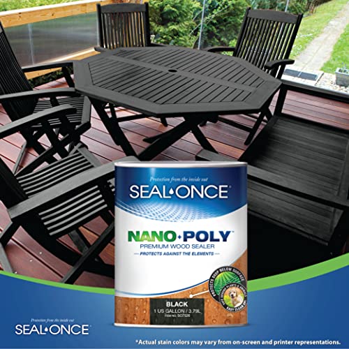 Seal-Once Nano+Poly Wood Sealer and Waterproofer, Black, 1 Gallon - color: Black, size: 1 Gallon