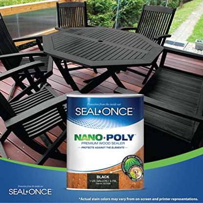 Seal-Once Nano+Poly Wood Sealer and Waterproofer, Black, 1 Gallon - color: Black, size: 1 Gallon
