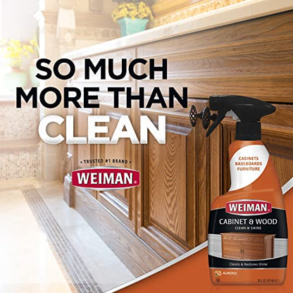 Weiman Cabinet and Wood Cleaner, Shine, Clean and Protect Spray - For Wood Cabinets, Furniture, Tables, Baseboards, Trim and more, 16 oz, 4 PACK with MicroFiber Towel - size: 16 fl oz (Pack of 4)
