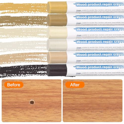 HARFINGTON Wood Filler Sticks 6 Colors Wooden Wax Touch Up Furniture Repair Crayons for Medium Brown, White Maple, Maple, Beige, Light Gray, Dark Oak - color: Brown Series