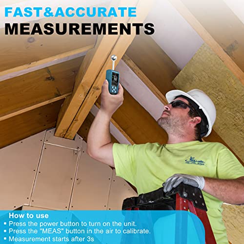 Wood Moisture Meter, DURFICST Pinless Moisture Meter with Colour LCD Display and Audible Alarm, Moisture Reader for All Building Materials, Wood, Wall, Plaster, Masonry… - color: Blue