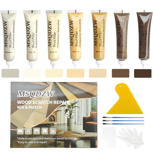 Wood Repair Kit, 13Pcs Wood Filler Repair kit, Wood Scratch Repair for Wooden Furniture, Floor, Table, Door, Cabinet Discoloration, Wood Touch Up Fillers, Wood Stain Paint, Oak - color: Oak