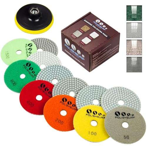 Diamond Polishing Pads 4 Inch Wet Dry Set 7 Pieces, Diamond Sanding Discs